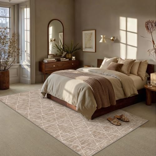 HUGEAR 8x10 Area Rug Brown Washable Rugs for Living Room - Image 2