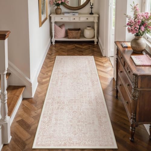 PureCozy Pink Runner Rug 2x4 Vintage Floral by PureCozy