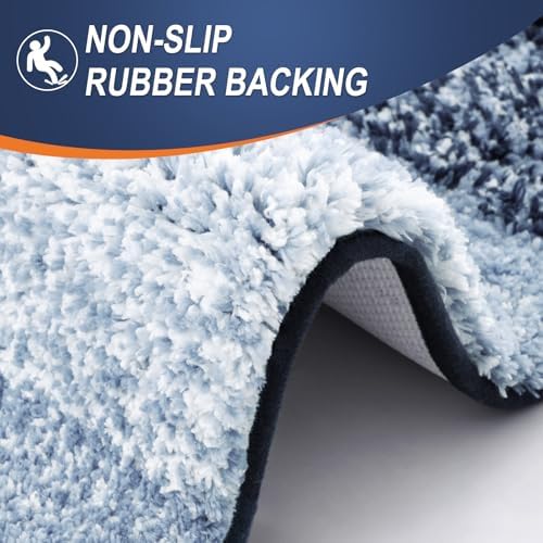 OLANLY Microfiber Bathroom Rugs Sets 3 Piece, Absorbent Bath Mat, Dark Blue - Image 5