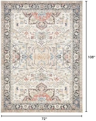 Vintage 6x9 Rugs for Living Room Washable Area Rug Multi Color - Image 2