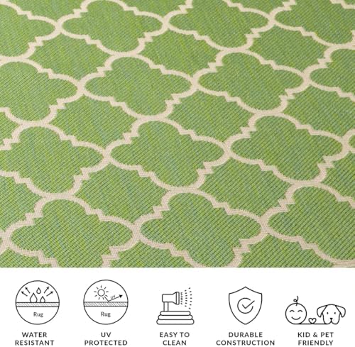 SAFAVIEH Washable Rug Outdoor Courtyard Collection - 2'3" x 22' Runner, Green & Beige, Non-Shedding & Easy Cleaning, Ideal for Patio, Entryway, Mudroom, Hallway, Kitchen (CY6918-244) - Image 6
