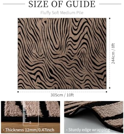 YIHOUSE Zebra Area Rugs 8x10: Taupe Abstract Washable Living Room Rug - Image 2