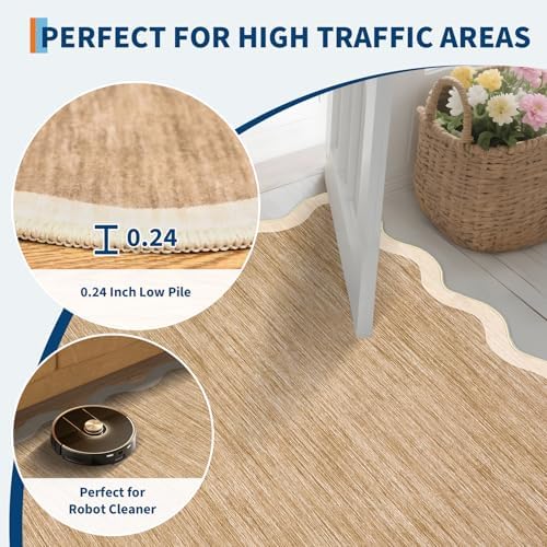 GarveeHome Print Scalloped Living Room Rug 5x7 Area Rug Washable Non Slip - Image 5
