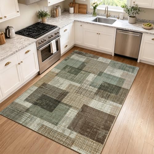Washable 4x6 Entryway Rug, Area Rugs for Bedroom Kitchen, Green - Image 2