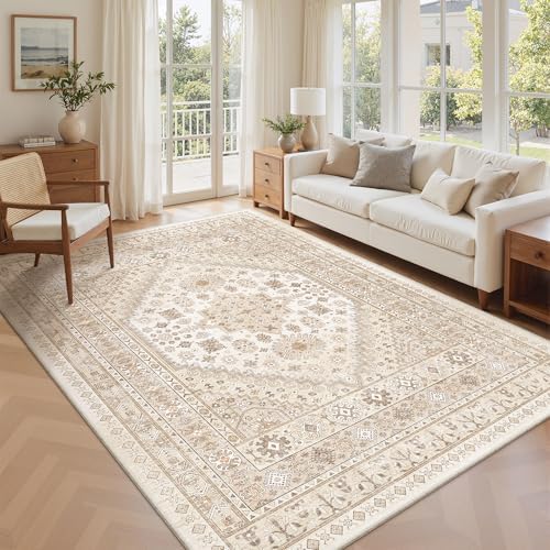 zesthome 7x9 Area Rugs for Living Room,Large Washable Rug,Beige - Image 4