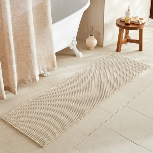 TYUU Waffle Runner Rug Bathroom, Long Boho Bath Mat, 72x24 Pale Beige by TYUU