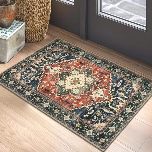 Yamaziot Washable Area Rug, 2x3 Small Boho Vintage Entryway Non-Slip Rug by Yamaziot