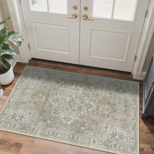 GENIMO Indoor Outdoor Rug, Washable for Patio and Deck, Cream Beige, 3x5 by GENIMO