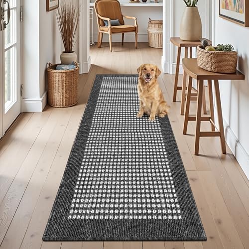 Ileading Laundry Room Runner Rug 2'x6' Non Slip Farmhouse Kitchen Floor Mats with Rubber Backing Machine Washable Black Indoor Decor Carpet for Bathroom Doormat Hallway Entryway Petmat Garage Balcony by Ileading