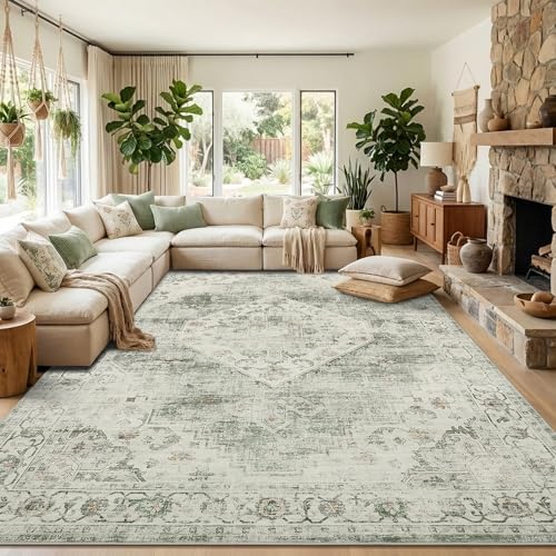 Garvee Sage Green Boho 8x10 Area Rugs for Living Room Bedroom by Garvee