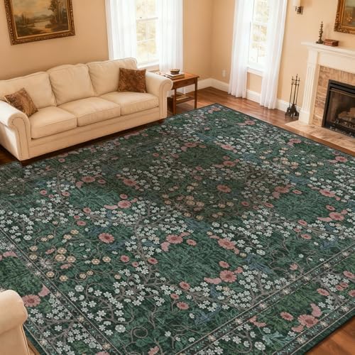 Area Rug for Living Room 10x12 Washable Soft Carpet (Green) - Image 2
