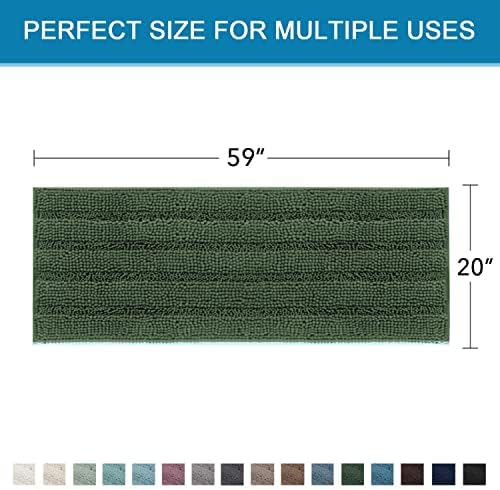 H.VERSAILTEX Bathroom Rugs Bath Mat Runner Rug Non Slip Kitchen Rug Extra Long Bath Rug Runners Oversized 59" x 20" Absorbent Washable Dry Fast Plush Area Rug for Bathroom/Bedroom - Bronze Green - Image 2