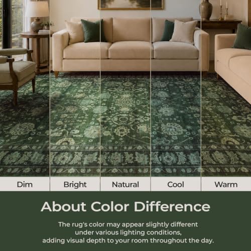 9x12 Area Rug for Living Room, Large Green Rugs Washable Non-Slip - Image 5