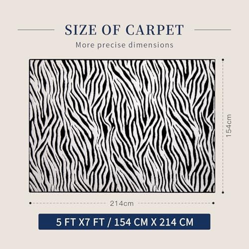 YIHOUSE 5×7 Ft Area Rugs, Black and White Modern Abstract Rug, Washable Plush Soft Zebra Print Carpet, Non-Slip Non-Shedding Rug for Living Room, Bedroom, Playroom, Home Office Decor - Image 2