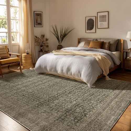 palohom 10x12 Area Rugs for Living Room: Large Area Rug Washable Stain Resistant Non Slip Distressed Vintage Rug Low Pile Faux Wool Soft Rug for Bedroom Farmhouse Dining Room Nursery Kids Playroom - Image 5