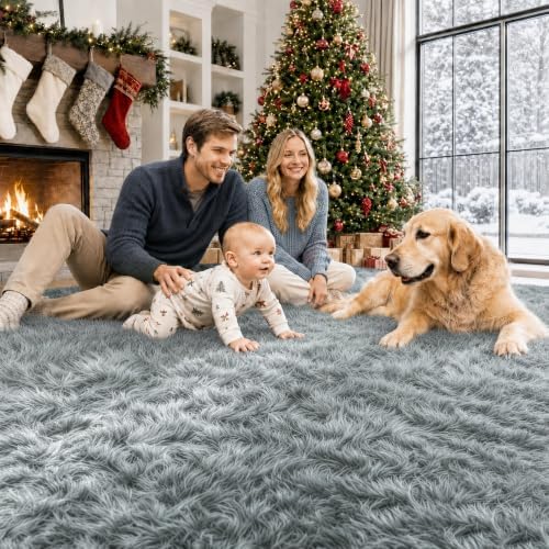 8x10 Area Rugs for Living Room: Soft Grey Fluffy Rug Shag Washable Rug Plush Fuzzy Indoor Carpet for Bedroom Nursery Playroom Girls Boys Kids Room (Grey, 8'x10') - Image 4