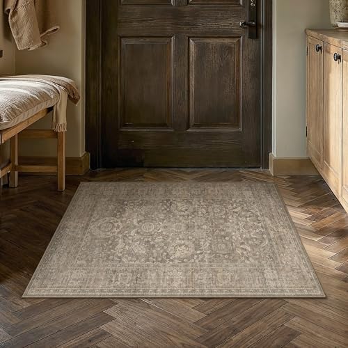 HUGEAR Entryway Area Rugs 2x3 Light Brown Vintage Rug - Image 2
