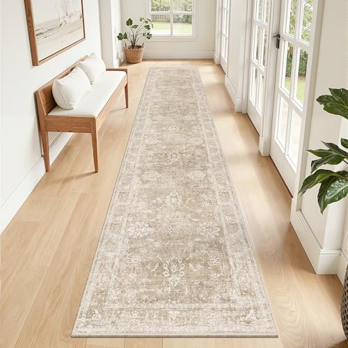 Madane Runner Rug 2x12 for Hallway, Kitchen Non-Slip Runner Rug Beige/Brown - Image 3
