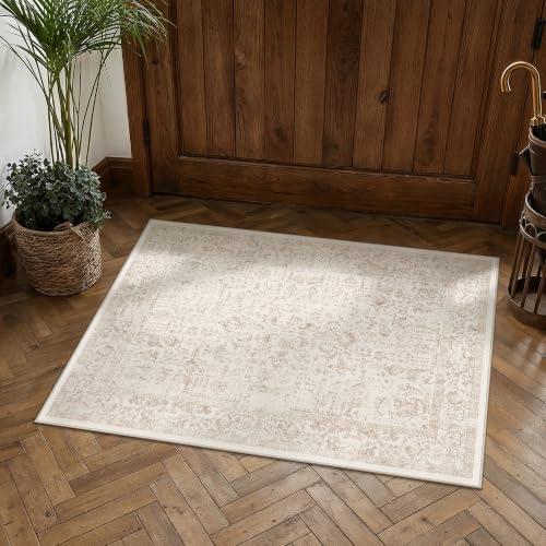 PureCozy Beige Entryway Area Rug 2x3 Vintage Floral - Image 2