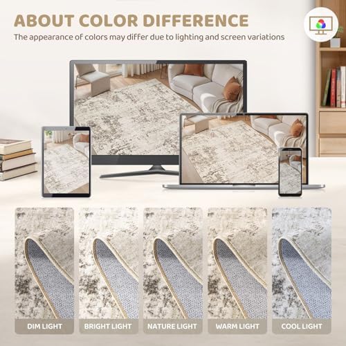 UERMEI 10x12 Washable Area Rug - Neutral Modern Abstract Living Room Rugs, Non-Slip Soft Large Indoor Floor Carpet for Bedroom Home Office & Under Dining Table Decor, Dark Brown - Image 6