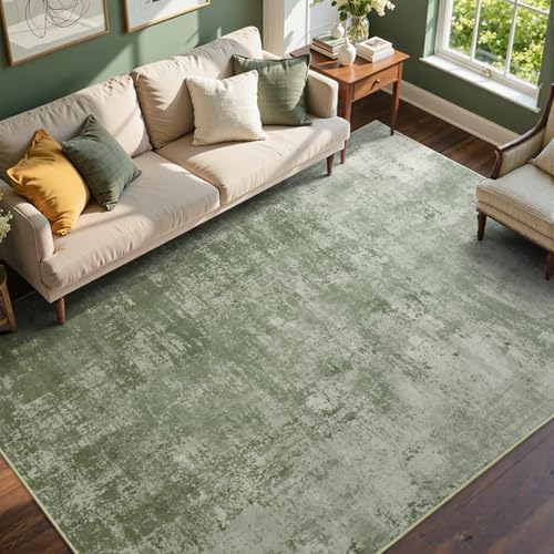 5x7 Ft Abstract Washable Area Rugs for Living Room Green by Cuzwlovita