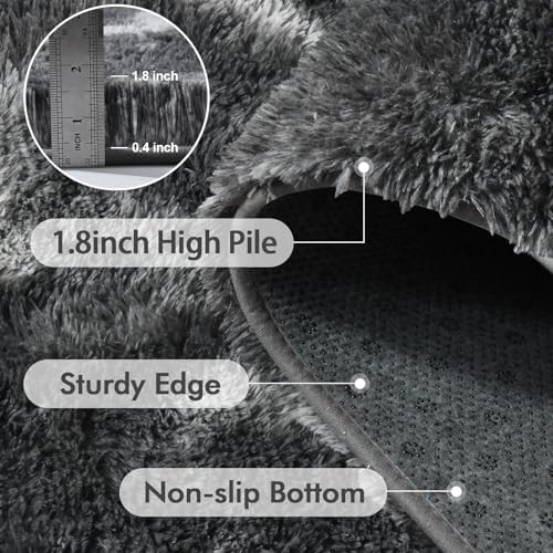 8x10 Ft Extra Large Shag Rugs for Living Room, Tie Dyed Ultra Soft Fluffy Furry Area Rugs for Bedroom Indoor Floor, Aesthetic Carpet for Kids Home Decor (Grey) - Image 5