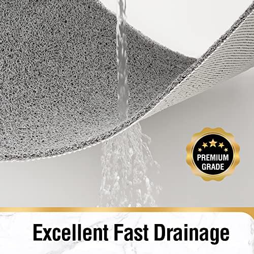 HITSLAM Non Slip Bathtub Mat 40 x 16 Inch, Extra Long Bath Mat for Tub, Soft PVC Loofah Shower Floor Mat with Drain, Quick Drying Bathroom Tub Mat for Wet Area, Without Suction Cup, Grey - Image 5
