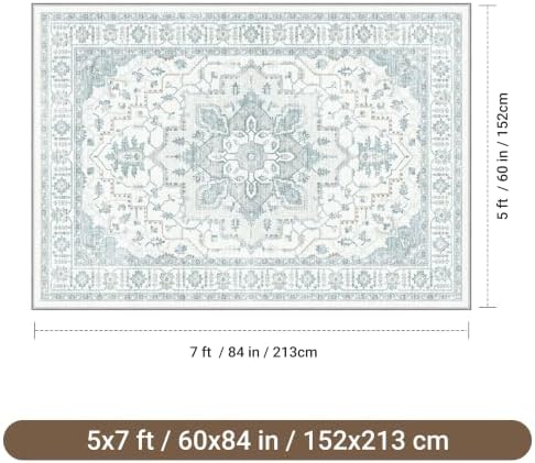 befbee Washable 5x7 Area Rug Non Slip Stain Resistant Rug for Living Room - Image 2