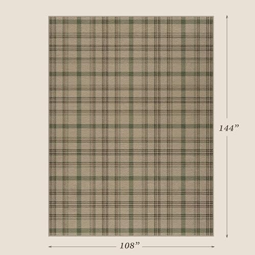 JTJ Easy Jute 9x12 Area Rug, Sage Green Plaid, Washable Indoor Outdoor Rug - Image 2
