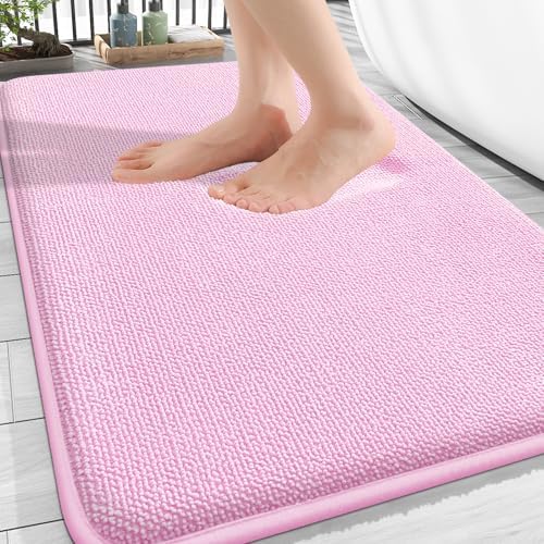 OLANLY Thick Memory Foam Bathroom Rugs 30x20, Soft Absorbent Bath Mat, Pink by OLANLY
