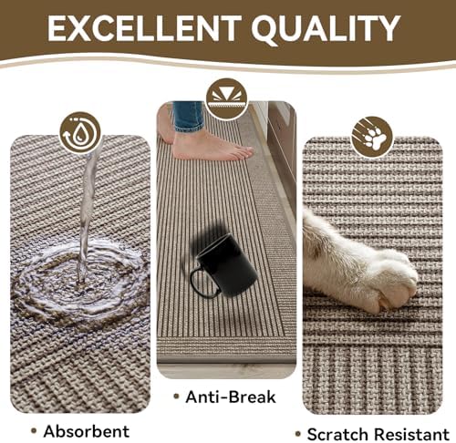Kitchen Mats for Floor, Non Slip Kitchen Rugs, 17x59 Brown - Image 6