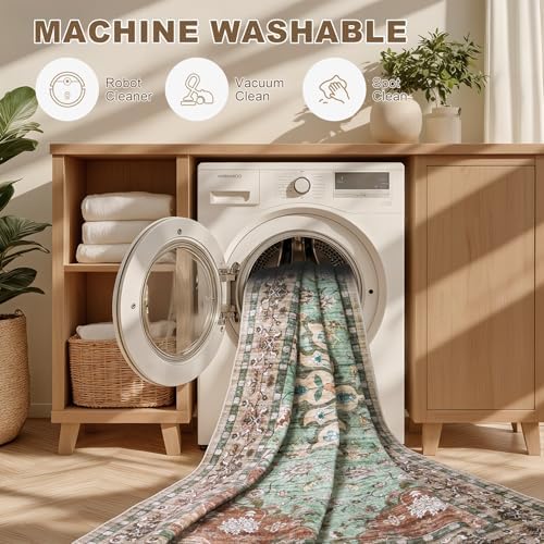 4x6 Area Rugs Living Room: Washable Rug for Bedroom Brown Green - Image 6