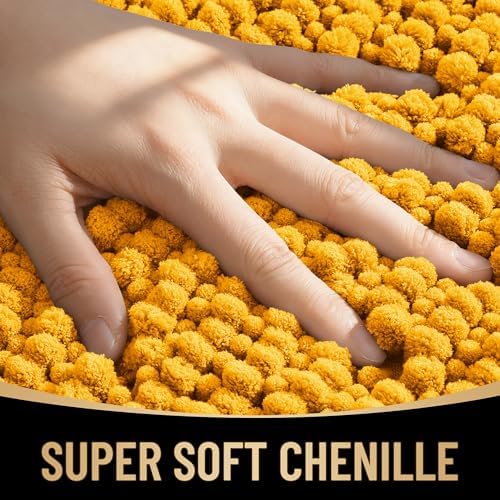 OLANLY Thick Chenille Absorbent Bathroom Rugs Mat 30x20, Golden Yellow - Image 2