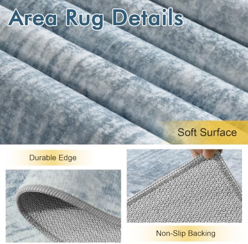 9x12 Ft Abstract Washable Area Rugs for Living Room Blue - Image 6