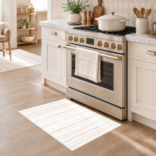 Nakagishi Boho 2x3 Washable Area Rug Non Slip Carpet for Entryway Beige - Image 2