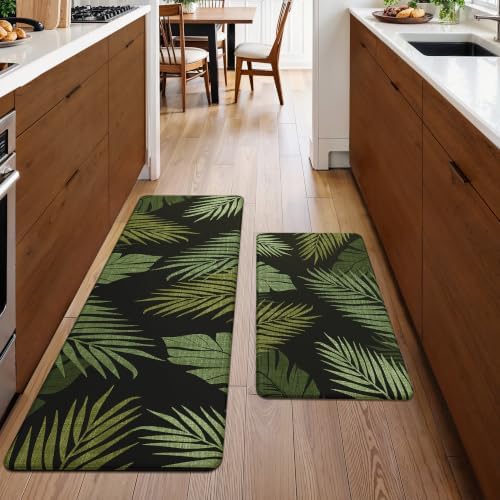 GENIMO Anti Fatigue Kitchen Mats for Floor 2PCS, Standing Rugs, Deep Green - Image 5