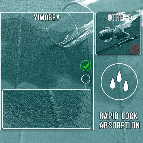 Yimobra Memory Foam Toilet Bath Mat U-Shaped, Soft and Comfortable, Water Absorption, Non-Slip, Thick, Machine Wash, Easier to Dry for Bathroom Commode Contour Rug, 24 X 20 Inch, Teal - Image 5