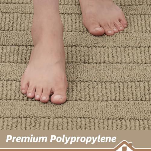 BEQHAUSE Kitchen Rugs Set of 2 Non Slip Washable 24"x36"+24"x60", Beige - Image 6