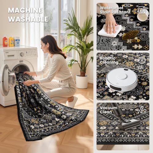 zesthome 5x7 Area Rugs for Living Room,Large Washable Rug,Black - Image 4