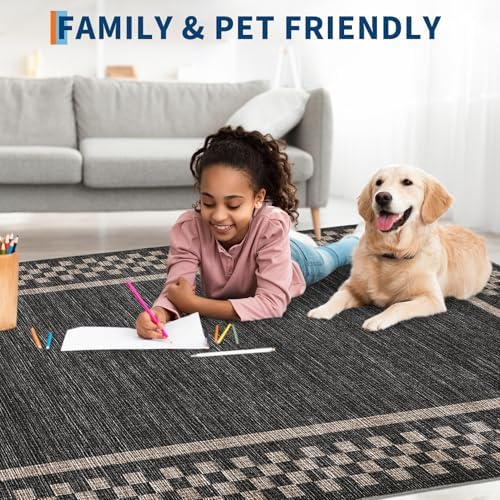 GarveeHome 6ft Washable Round Rug for Entryway Checkered Bedroom Circle Rug - Image 3