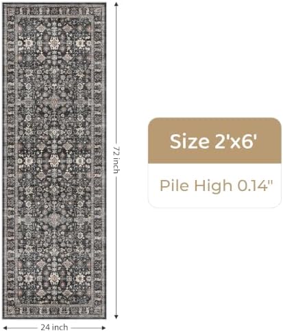 2x6 Washable Hallway Runner Rug: 6ft Kitchen Rugs with Non Slip Backing - Image 2