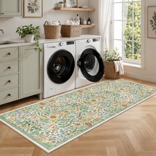 3x7 Floral Runner Rug for Hallway Washable Kitchen Runner Rug - Image 3