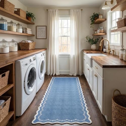 GarveeHome 2.5x8 Scalloped Washable Runner Rug Non Slip Hallway Kitchen Rug - Image 3