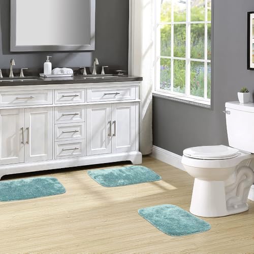 Garland Rug Traditional Nylon Washable Sea Foam 3 Bath Rugs (17" X 24", 21" X 34", 21" X 34") - Soft, Absorbent, and Stylish for Your Bathroom - Image 2