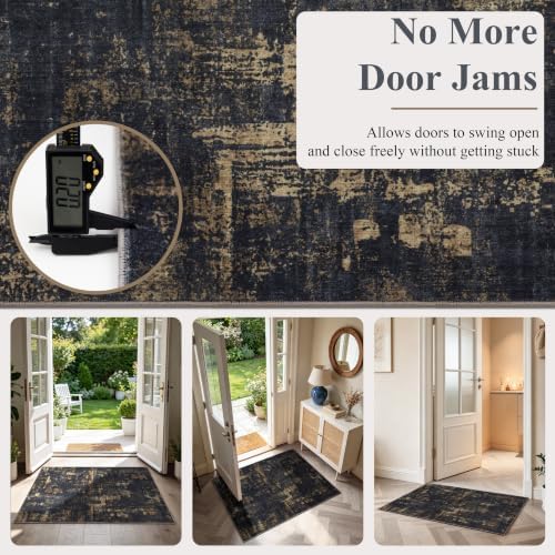 Sasttie 2x6 Runner Rug, Modern Abstract Hallway Carpet, Black & Gold - Image 4