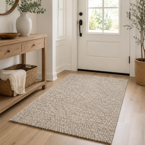Wool Cotton Chunky Knit Popcorn Doormat - Beige (3' x 5') by ScandilivinHomes