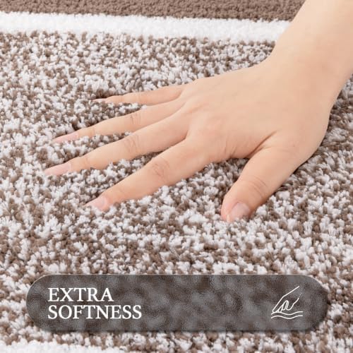 Pauwer Bathroom Rugs 3 Piece Set, Non Slip Washable Bath Mat, Coffee - Image 3