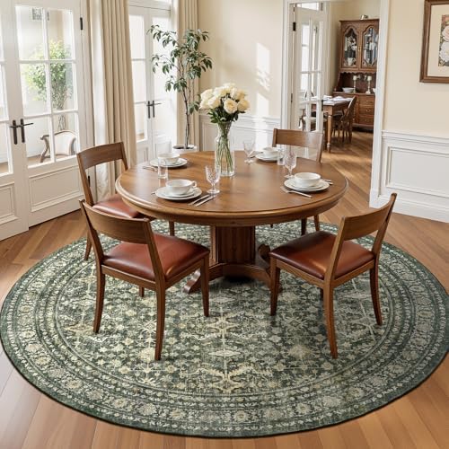 8ft Area Rugs for Living Room Bedroom, Green Washable Non-Slip Carpet - Image 4