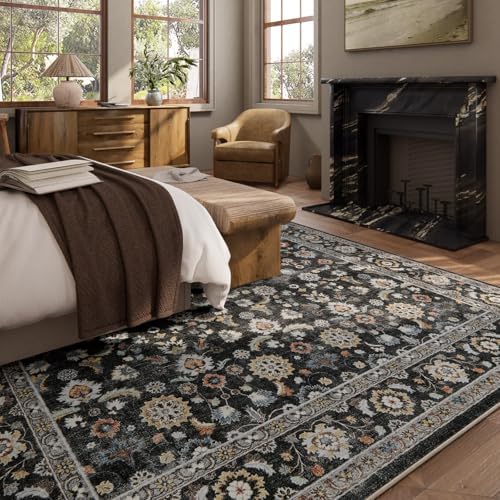 Washable Area Rugs for Living Room: 9x12 Bedroom Rug Vintage Boho Area Rug Stain Resistant Non Slip Low Pile Lightweight Soft Carpets for Living Room Dining Room Kitchen Nursery Kids Room Farmhouse - Image 3