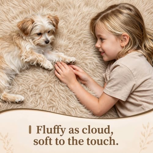 8x10 Area Rugs for Living Room: Soft Camel Fluffy Rug Shag Washable Rug Plush Fuzzy Indoor Carpet for Bedroom Nursery Playroom Girls Boys Kids Room (Camel, 8'x10') - Image 3